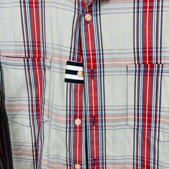 Robert Graham Shirt Mens Freshly Laundered Shirt Red/Tan Plaid shirt size L - Picture 8 of 12